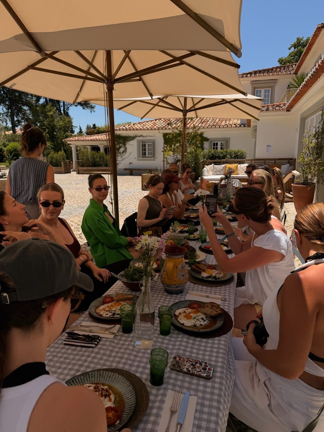 Breakfast under the umbrellas